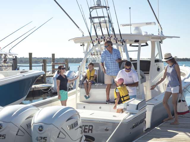 41 regulator center console boat family dock gear